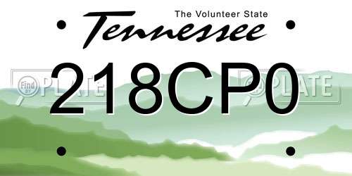 218CP0 Tennessee License Plate
