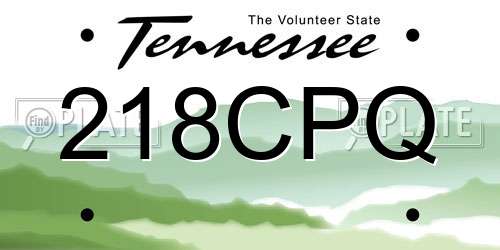 218CPQ Tennessee License Plate