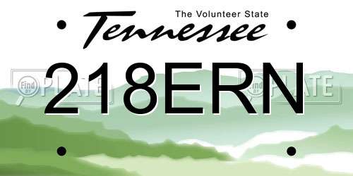 218ERN Tennessee License Plate