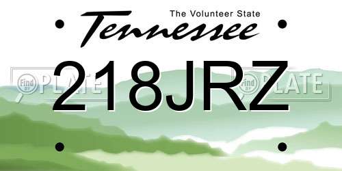 218JRZ Tennessee License Plate