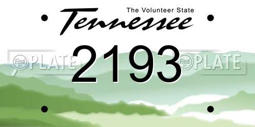 2193 Tennessee License Plate