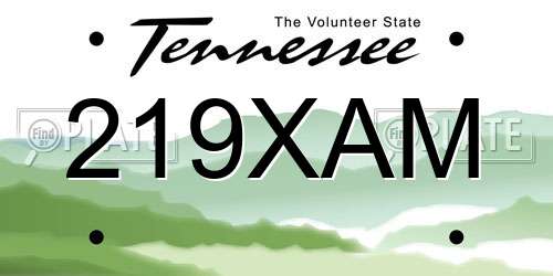 219XAM Tennessee License Plate