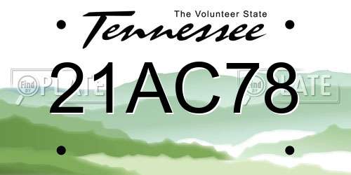 21AC78 Tennessee License Plate
