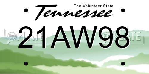 21AW98 Tennessee License Plate