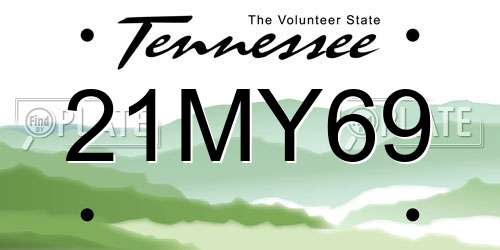 21MY69 Tennessee License Plate