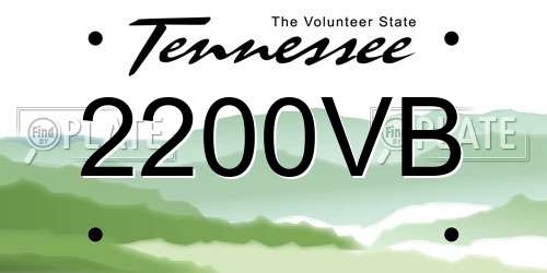 2200VB Tennessee License Plate