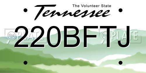 220BFTJ Tennessee License Plate