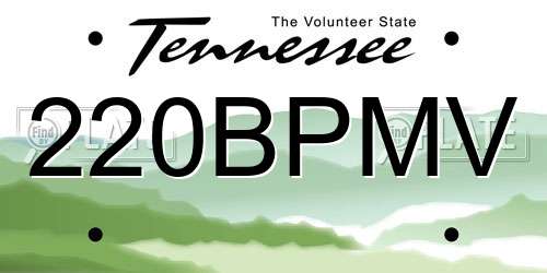 220BPMV Tennessee License Plate