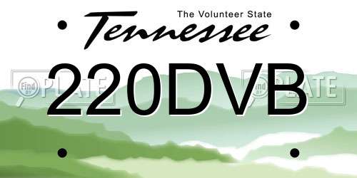 220DVB Tennessee License Plate