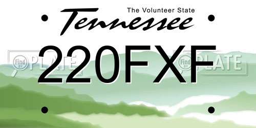 220FXF Tennessee License Plate