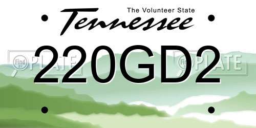 220GD2 Tennessee License Plate