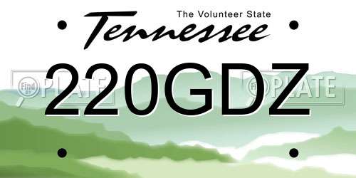 220GDZ Tennessee License Plate