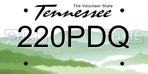 220PDQ Tennessee License Plate