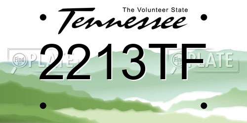 2213TF Tennessee License Plate