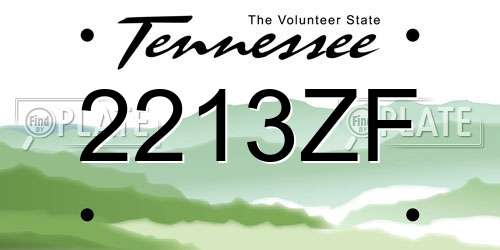 2213ZF Tennessee License Plate