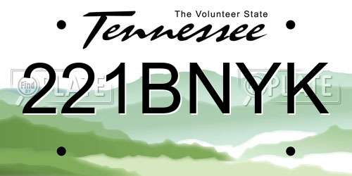 221BNYK Tennessee License Plate