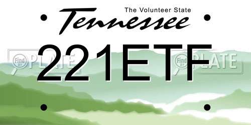 221ETF Tennessee License Plate
