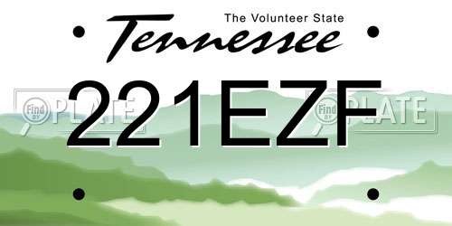 221EZF Tennessee License Plate