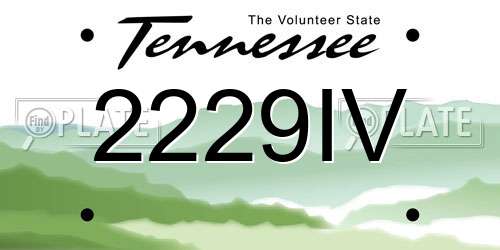 2229IV Tennessee License Plate