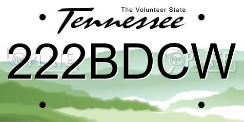 222BDCW Tennessee License Plate