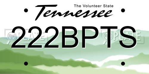 222BPTS Tennessee License Plate