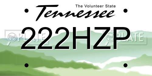 222HZP Tennessee License Plate