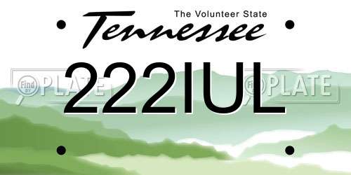 222IUL Tennessee License Plate