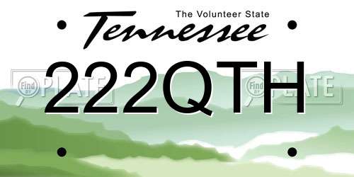 222QTH Tennessee License Plate