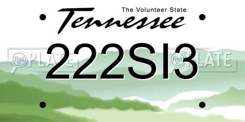 222SI3 Tennessee License Plate