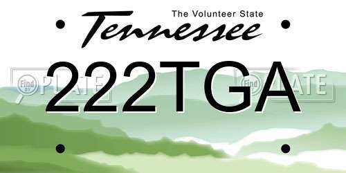 222TGA Tennessee License Plate