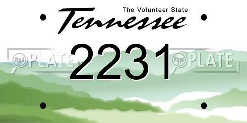 2231 Tennessee License Plate