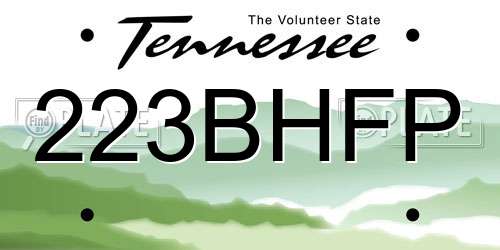 223BHFP Tennessee License Plate