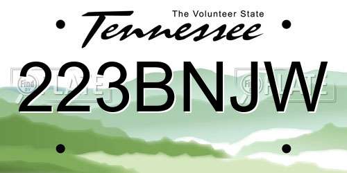 223BNJW Tennessee License Plate