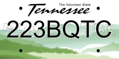 223BQTC Tennessee License Plate