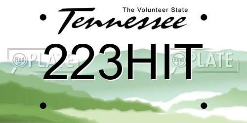 223HIT Tennessee License Plate
