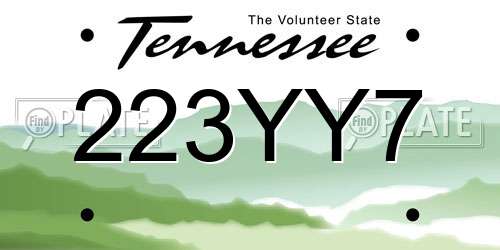 223YY7 Tennessee License Plate