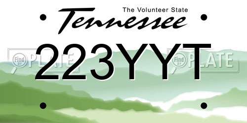 223YYT Tennessee License Plate