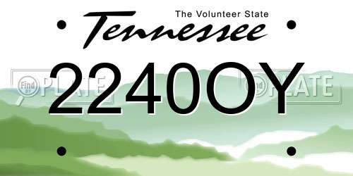 2240OY Tennessee License Plate