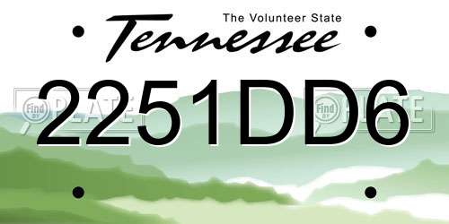 2251DD6 Tennessee License Plate