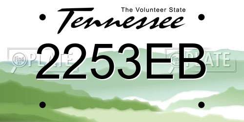 2253EB Tennessee License Plate