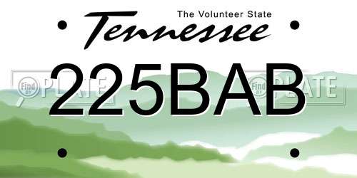 225BAB Tennessee License Plate