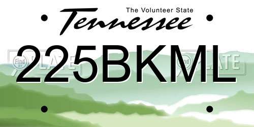 225BKML Tennessee License Plate