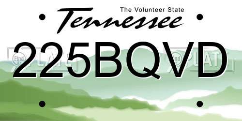 225BQVD Tennessee License Plate