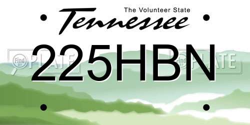 225HBN Tennessee License Plate