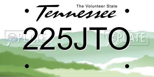 225JTO Tennessee License Plate