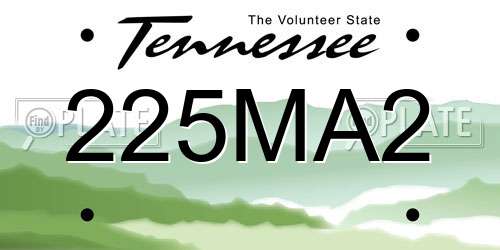 225MA2 Tennessee License Plate