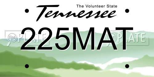 225MAT Tennessee License Plate