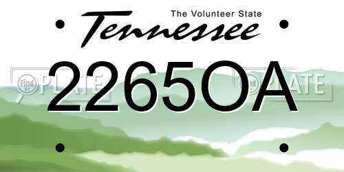 2265OA Tennessee License Plate