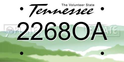 2268OA Tennessee License Plate