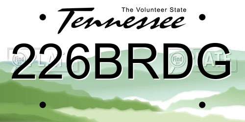 226BRDG Tennessee License Plate